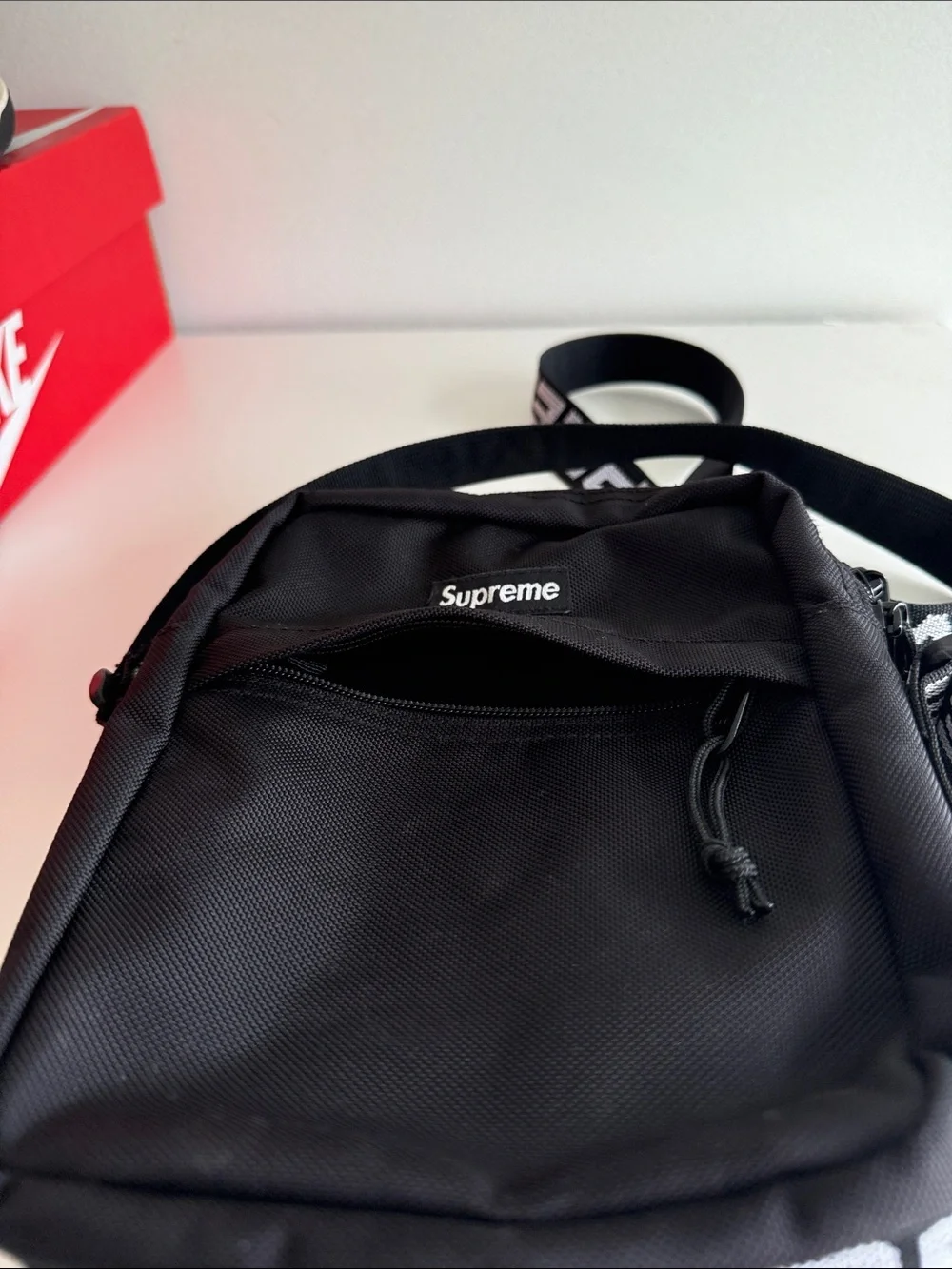 Supreme Black Small Messenger Bag with Logo Strap